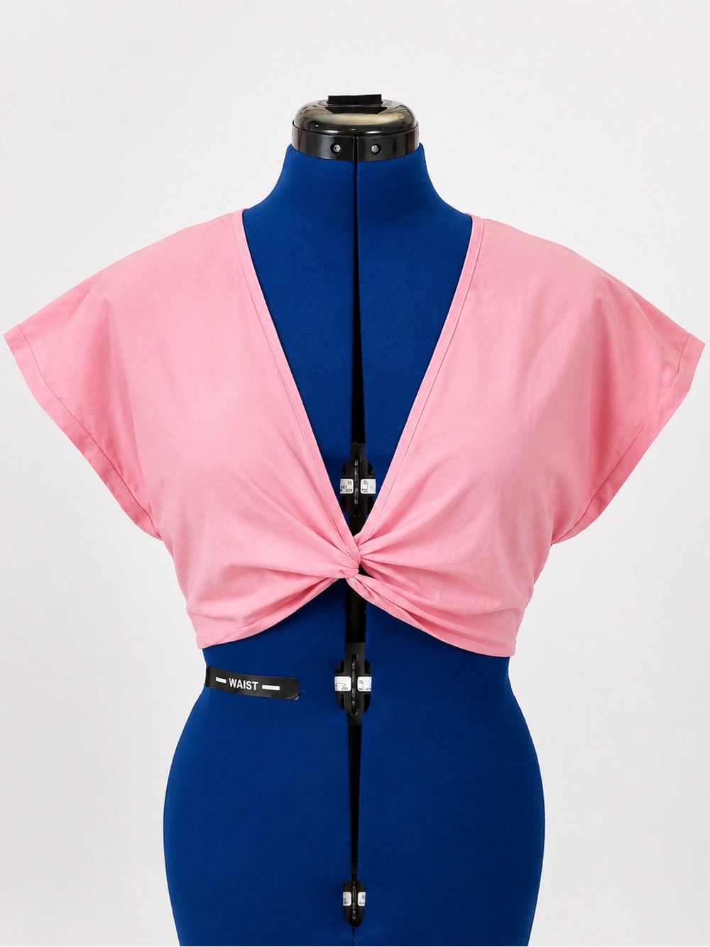 SHEIN Pink Twist Front Crop Top Women’s Medium V Neck Short Sleeve Bolero Style